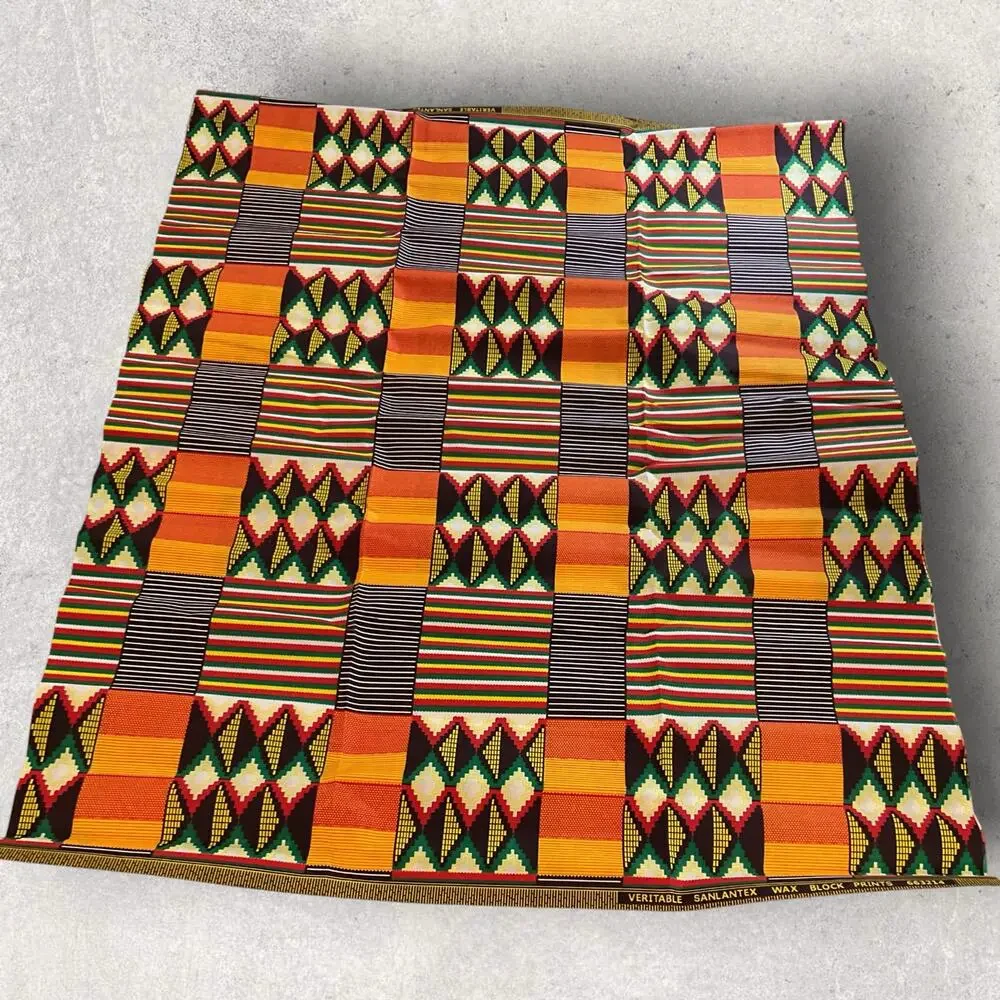 Zambian Chitenge Fabric Veritable Sanlantex Wax Block Print 36 x 36 Cotton